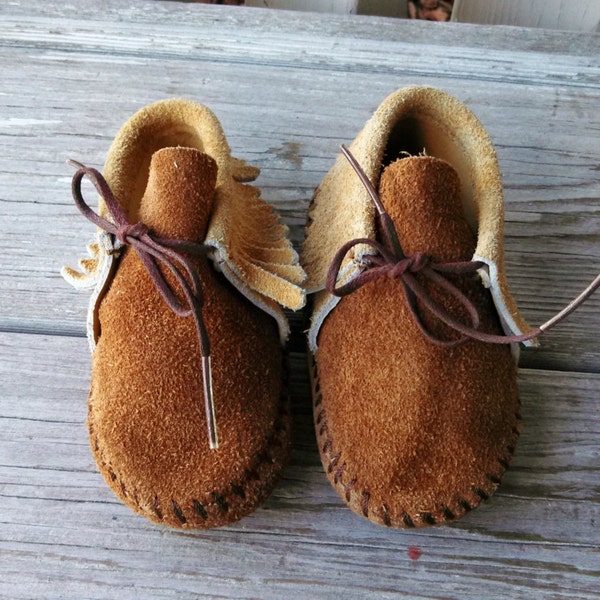 Taos Suede Leather Fringe Baby Moccasins