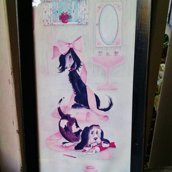 Dogs at Play in the Powder Room Wall Hanging