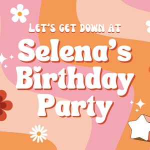 Retro Groovy 70&#39;s Inspired Birthday Party Invitation Digital Template Download