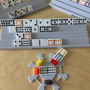 Stackable Domino Holder for Mexican Train | 4 Row Domino Rack, 3D Printed Organizer
