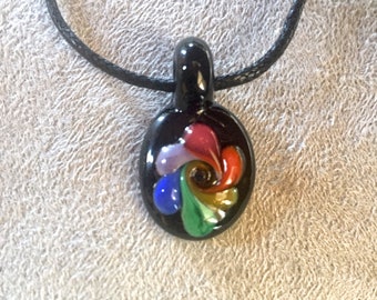 Rainbow flower swirl Pride pendant