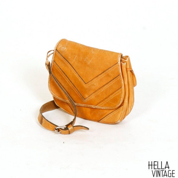 70's Tan Leather Hippie Purse Super Soft