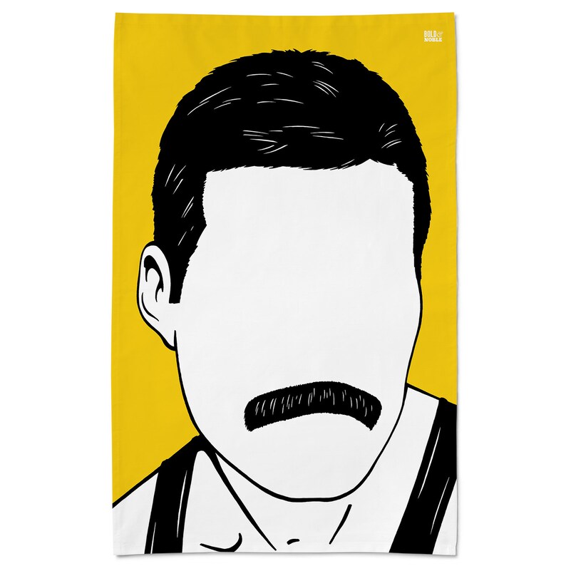 Torchon Freddie Mercury, Serviette Freddie Mercury, Torchon Freddie Mercury, Freddie Mercury, Serviette jaune, Torchon jaune, Icône rock image 2