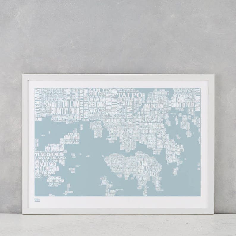 Hong Kong Type Map Screen Print, Hong Kong Print, Hong Kong Text Map, Hong Kong Font Map, Hong Kong Artwork, Hong Kong Word Map, Hong Kong zdjęcie 1