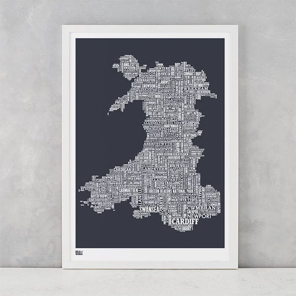 Wales Type Map, Wales Word Map, Wales Text Map, Wales Wall Poster, Wales Art Print, Wales Map, Wales Typographic Map, Wales Artwork