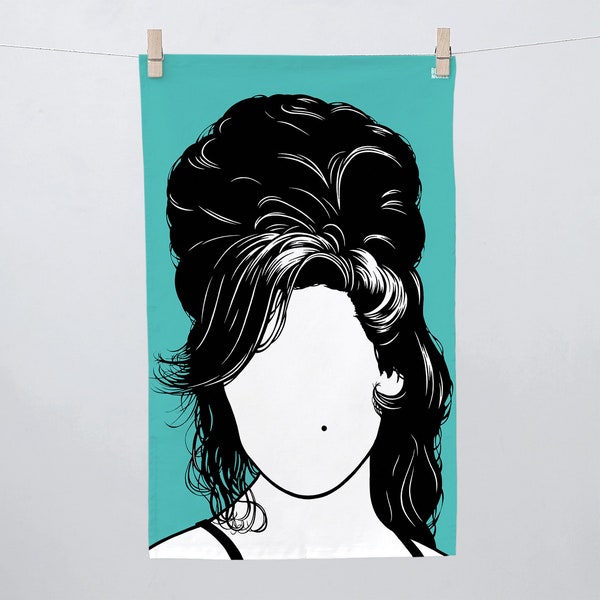 Torchon Amy Winehouse, Serviette Amy Winehouse, Torchon Amy Winehouse, Torchon Pop Icon, Marchandise Amy Winehouse, Torchon vert