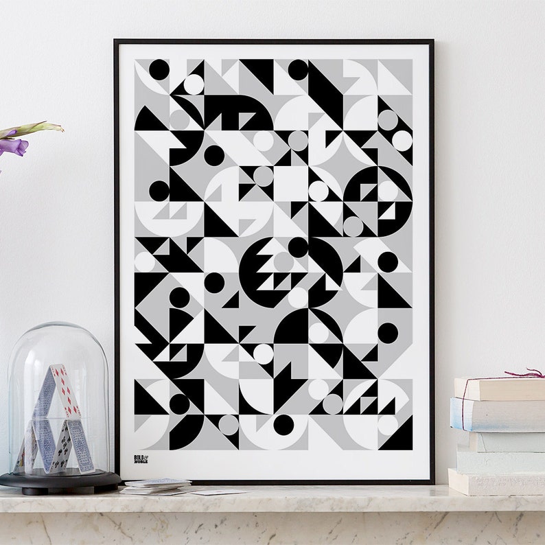 Stronger Screen Print, Geometric Art Print, Geometric Wall Art, Geometric Wall Poster, Yellow Geometric Pattern, Yellow Geometric Print, Art image 2