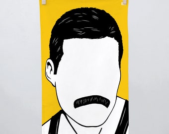 Freddie Mercury Tea Towel, Freddie Mercury Towel, Freddie Mercury Dishcloth, Freddie Mercury, Yellow Towel, Yellow Tea Towel, Rock Icon