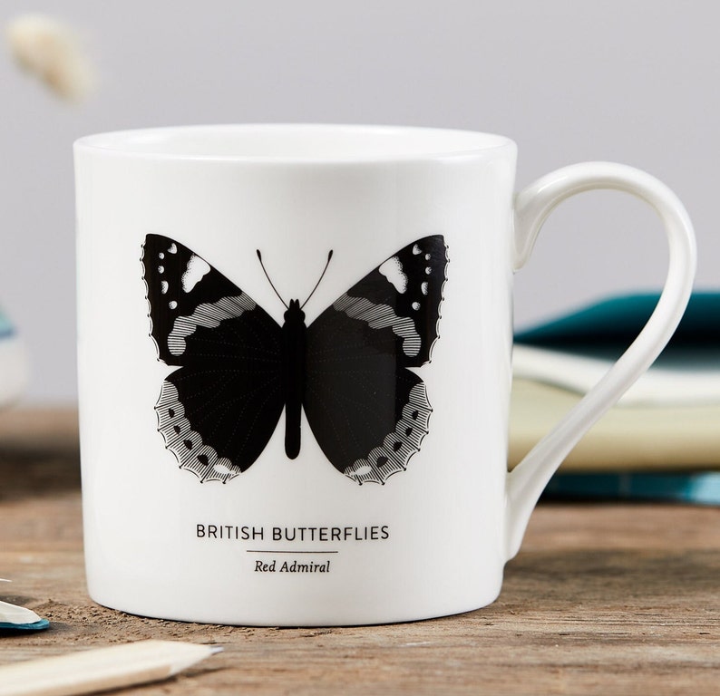 British Butterflies Red Admiral Mug, British Butterflies Red Admiral China Cup image 1