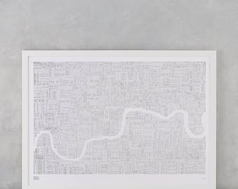 London Limited Edition: Foil Blocked London Type Map, London Map, London Type Map, London Metallic Map, London Artwork, London Wall Poster