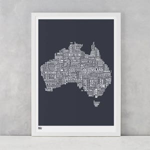 Australia Map, Australia Print, Australia Type Map, Australia Word Map, Australia Text Map, Australia Artwork, Australia Wall Poster