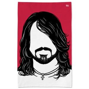 Dave Grohl Tea Towel, Dave Grohl Towel, Dave Grohl Kitchen Towel, Dave Grohl Merchandise, Red Tea Towel, Red Dishcloth image 2