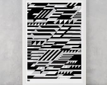 Geometric Screen Print, Faster Screen Print, Geometric Wall Art, Geometric Wall Poster