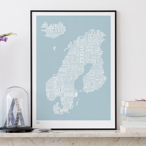 Nordic Europe Type Map Screen Print, Nordic Europe Font Map, Nordic Europe Wall Art, Nordic Europe Wall Poster, Nordic Europe Word Map image 2