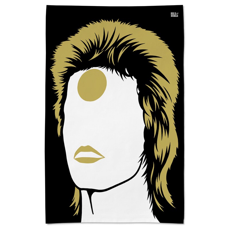 Special Edition Bowie Tea Towel, David Bowie Tea Towel, Gold Tea Towel, Black Tea Towel, Ziggy Stardust Tea Towel, Aladdin Sane Tea Towel image 2