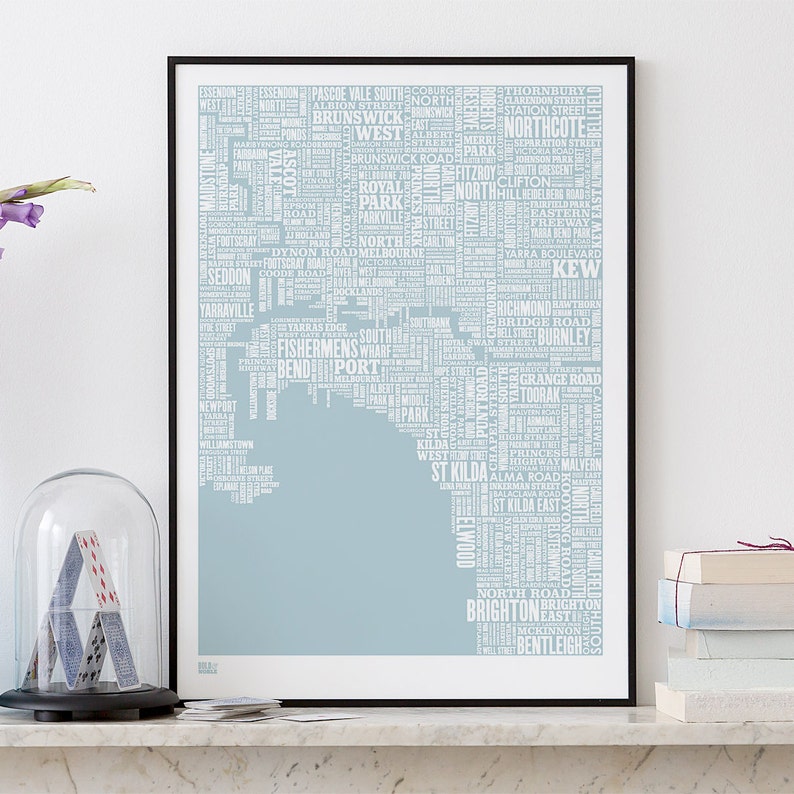 Melbourne Type Map Screen Print, Melbourne Type Map, Melbourne Word Map, Melbourne Font Map, Melbourne Artwork, Melbourne Wall Poster image 2
