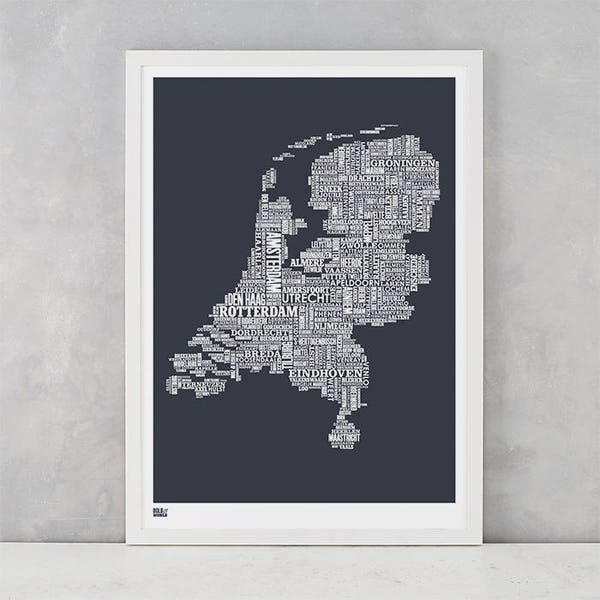 Netherlands Type Map Screen Print, Netherlands Type Map, Netherlands Font Map, Netherlands Wall Art, Netherlands Map Poster, Netherlands Art
