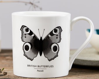 British Butterflies Peacock Mug, British Butterflies Peacock China Cup