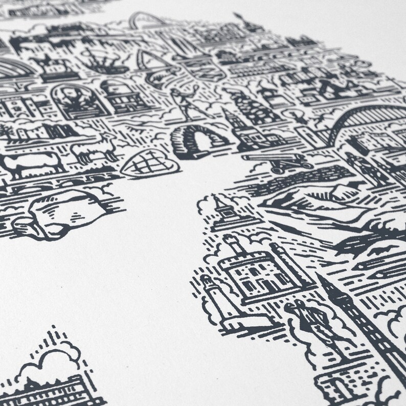UK and Ireland Hand Drawn Illustrated Map Illustrated UK Map - Etsy