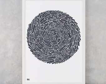 Nest Screen Print, Nature Screen Print, Nature Wall Decor, Nest Wall Print, Birds Nest Wall Print, Circle Screen Print