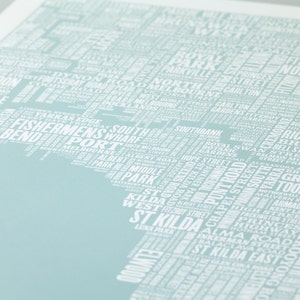 Melbourne Type Map Screen Print, Melbourne Type Map, Melbourne Word Map, Melbourne Font Map, Melbourne Artwork, Melbourne Wall Poster image 3