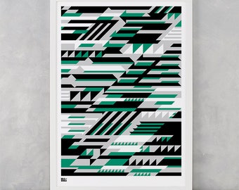 Geometric Screen Print, Faster Screen Print, Geometric Wall Art, Geometric Wall Poster