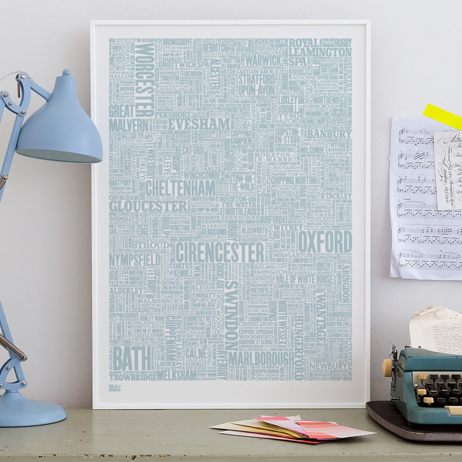 Cotswolds and Beyond Type Map Screen Print Cotswolds Word Etsy