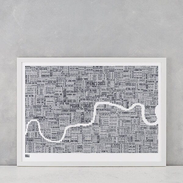 London, London Map, London Type Map, London Wall Art, London Wall Print, London Word Map, Central London, London Screenprint, London Art