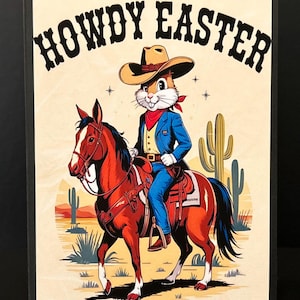 Páscoa, Cartão de felicitações, Feito à mão, Cowboy, Western, Cavalo, Cacto, Deserto