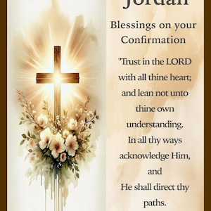 Confirmación, Tarjeta de felicitación, Hecho a mano, Oración, Jesús, Bendiciones, Dios, Señor, Proverbios