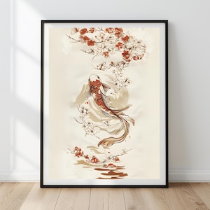 Japanese Koi Fish Printable Wall Art | Koi Fish Art Print | Japanese Aesthetic Decor | Trendy Digital Wall Art | Koi Fish Digital Download