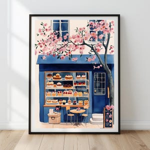 Cozy Bakery Watercolor Art Print | Paris Kitchen Wall Decor | Cottagecore Food Art | Romantic Bakery Poster | French Country Digital Art
