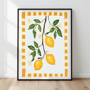 Modern Lemon Art Print: Stripes Kitchen Decor (Digital Download)