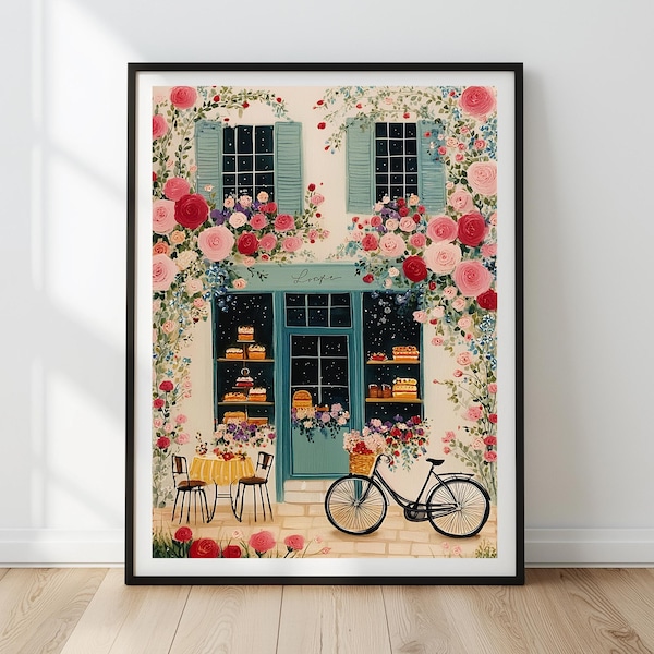 French Bakery Watercolor Print | Paris Cafe Wall Art (Digital Download)