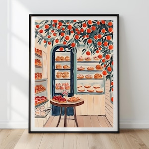French Boulangerie Art Printable | Bakery Watercolor Art | Cafe Kitchen Decor | Sweets Food Art Digital Download | French Bakery Wall Art