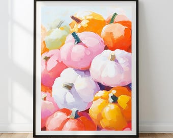 Pastel Pumpkin Wall Art | Pink, Orange, Halloween Decor (Digital Download)