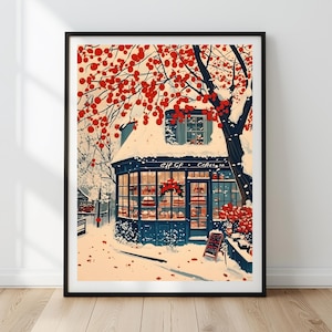 Cozy Patisserie Digital Print | Winter French Bakery Art | Paris Christmas Decor | Festive Holiday Cafe Wall Art | Parisian Digital Download