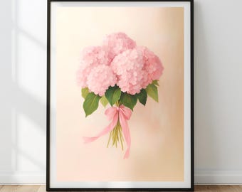 Pink Hydrangea Watercolor Print | Botanical Floral Wall Art (Digital Download)