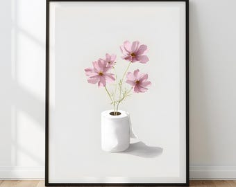 Funny Toilet Paper Flower Print | Bathroom Wall Art (Digital Download)