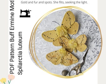 PDF Pattern + video tutorial buff Ermine moth soft sculpture step-by-step