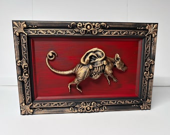 Framed Dissected Rat Art – Gothic Curiosity Cabinet Wall Decor