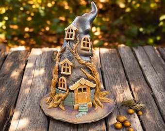 Witchstead Flicker House – LED Candle Display Cottage | Optional Hand-Painted Finish & Custom Hat Color