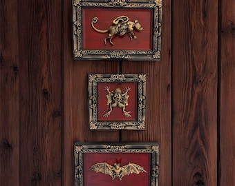MISPRINTED - Framed Anatomical Oddities  – Rat, Frog, Bat | Dissection Wall Art Set | Gothic Home Decor | | 3D Printed
