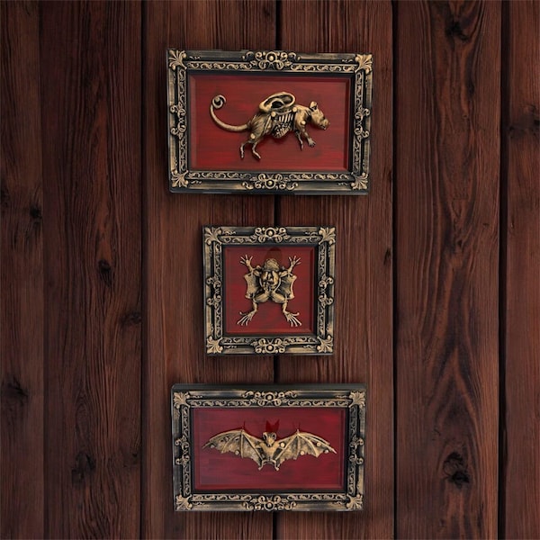 Framed Anatomical Oddities – Rat, Frog, Bat | Dissection Wall Art Set | Gothic Home Decor | Curiosity Cabinet Inspired | 3D Printed