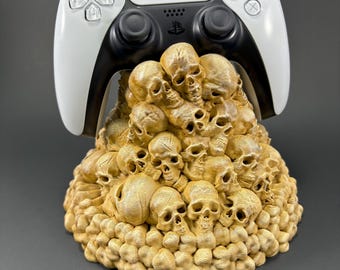 Hand-Painted Skull Controller Holder, Gothic Gamer Gift
