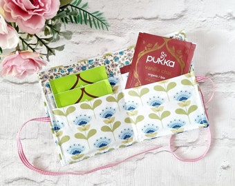 Tea bag wallet, tea storage, herbal tea purse, tea lovers gift, tea wallet, handmade gift, gifts for her