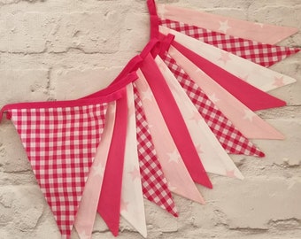 Handmade Nursery Bunting, Pink Gingham Stars, Birthday Party Decoration, Party Celebration, Babys room, Baby Shower, Photo prop