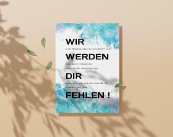 Karte Abschied Arbeitskollege/Arbeitskollegin | A5 | blau | Download