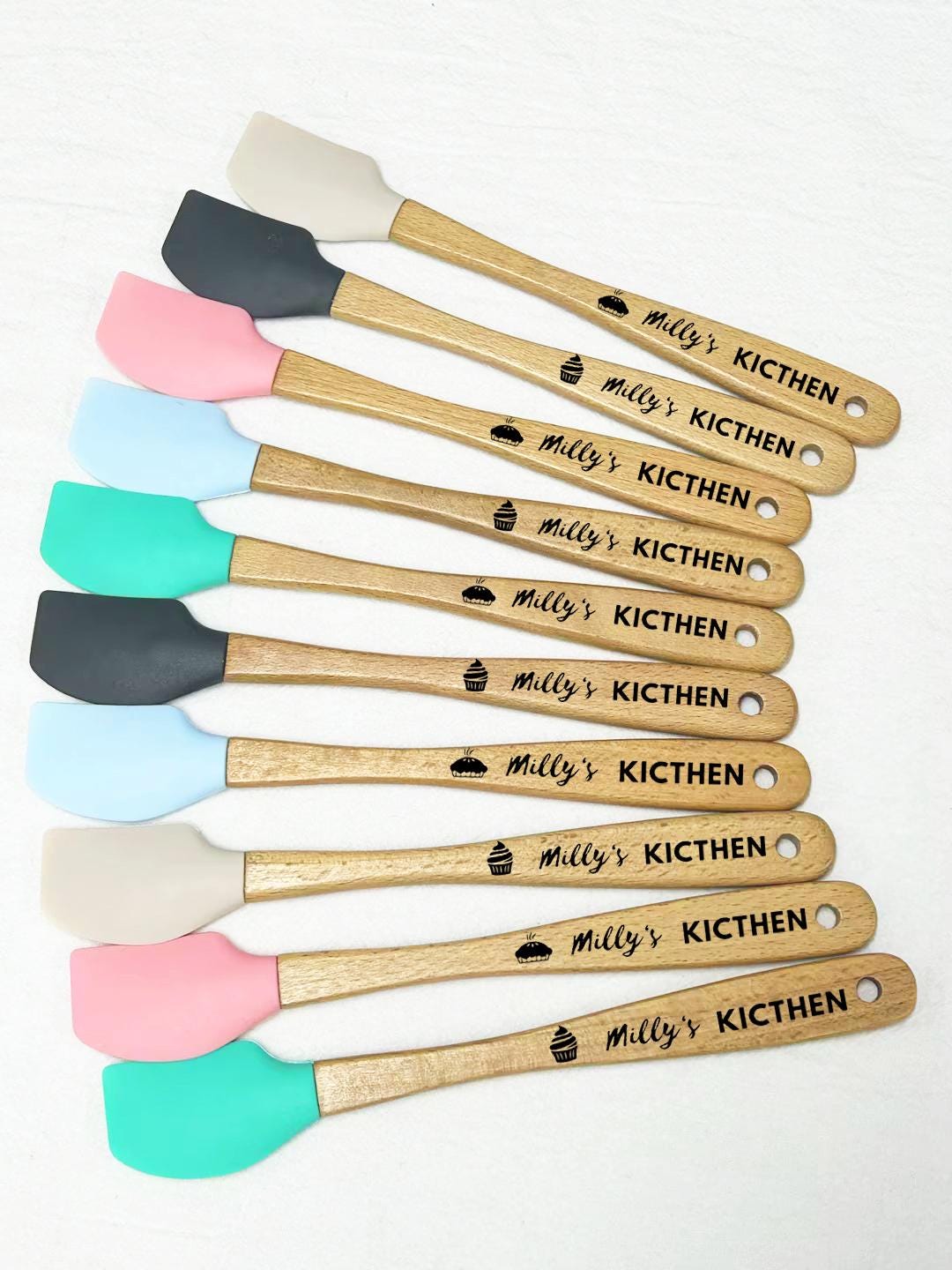 Custom Silicone Spatula,Custom Utensil Set,Spatula Personalized,Cotton Dishtowel,Personalized Baking Utensils,Wedding Favors, Bakers Gift
