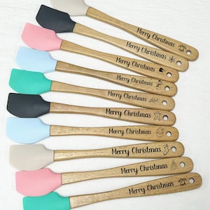 Christmas Party Favors In Bulk,Personalized Mini Spatula,Chrismas Dish Towel,Custom Spatula,Christmas Gift,Baking Gift,Cooking Gift
